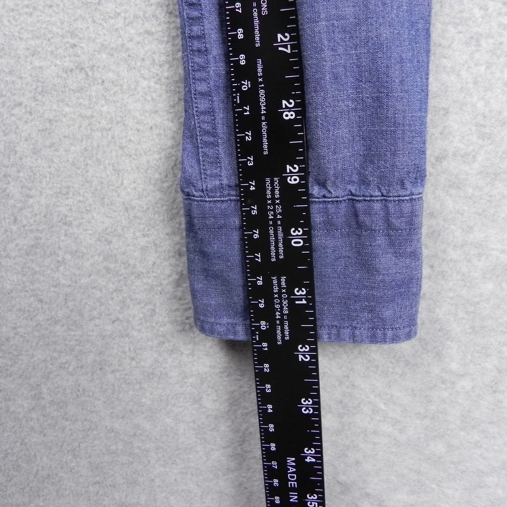 Banana Republic Shirt Mens Small Chambray Double Pocket Button Blue Long Sleeve